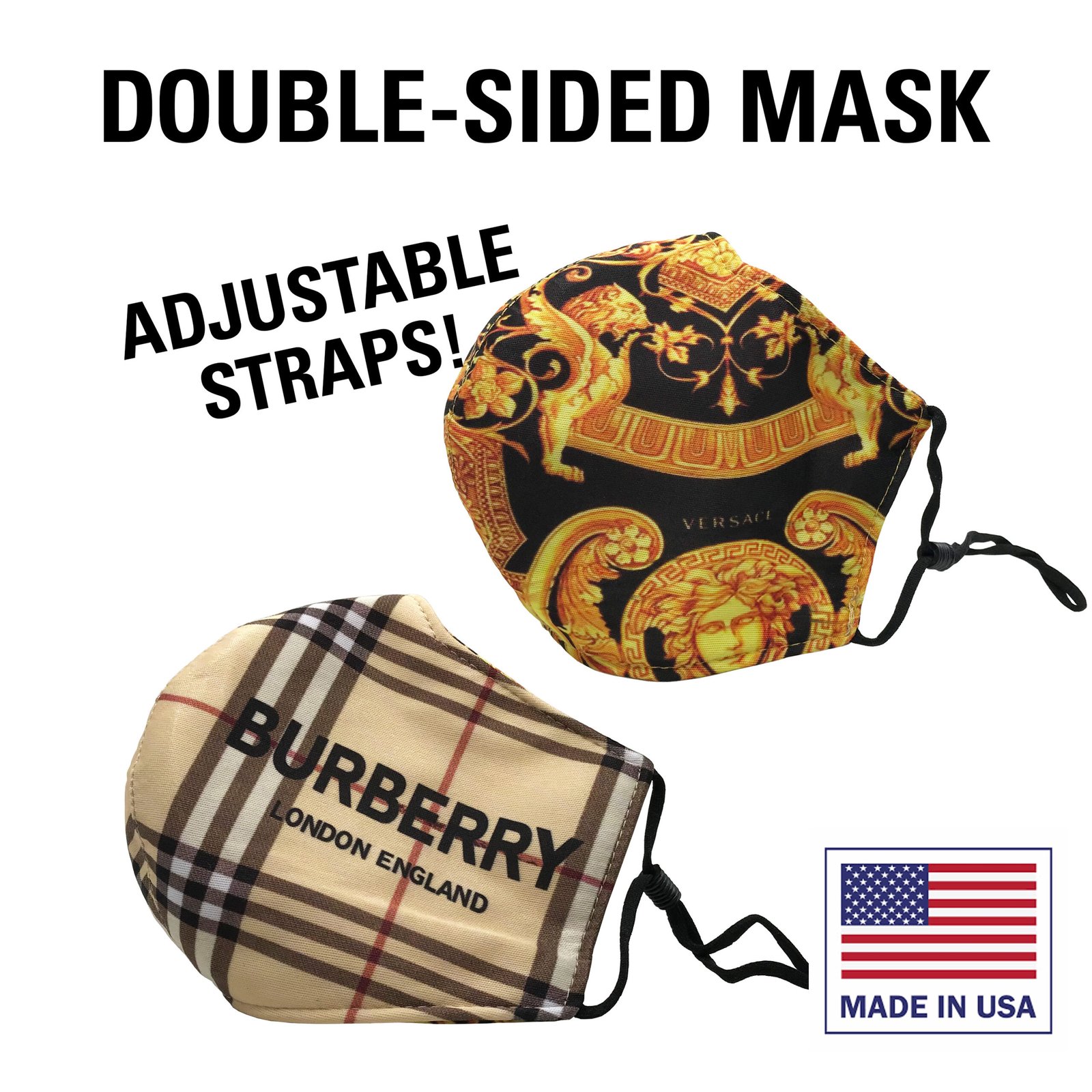 Double-Sided Adult Washable Cloth Masks - Adjustable Straps (Gucci and Louis  Vuitton) - BioMed Health & Wellness: Medical Essentials and PPE Gear